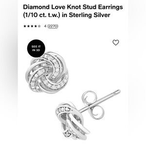 Genuine Diamond Love Knot Stud earrings in Sterling Silver
